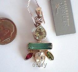 178 $ Nouveau Pendentif en Tourmaline Rose Verte et Topaze en Argent Sterling STARBORN Créations