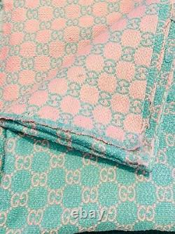 1,9x1,5m Gucci Collection Authentique Tweed Boucle Tissu Gg Logo Vert Rose Luxus