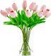 20pcs Fleurs Blanches Fausse Tulipe Artificielle En Soie 13.5 Pour La Fête Des Mères