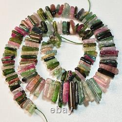 221.7ct Pink Green Blue Smooth Old Stock Tourmaline Crystal Bead 15.8 Brin