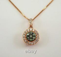 2.30ct Coupe Ronde Green Emerald Cluster Pendent Féminin En Finition Or Rose 14k