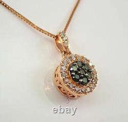 2.30ct Coupe Ronde Green Emerald Cluster Pendent Féminin En Finition Or Rose 14k
