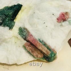 2,6 lb brut de cristal de tourmaline rose verte en quartz spécimen minéral rugueux