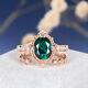 2 Ct Oval Cut Green Lab-created Diamond Emeraude Engagement 14k Rose Or Finition