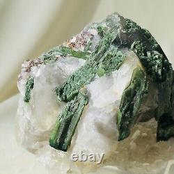 325g spécimen de cristal de quartz de tourmaline rose verte naturelle pour la guérison