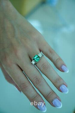 4.35 Carat Natural Green Tourmaline Diamond Ring Or 5 6 Ct Engagement