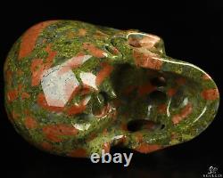 5.0 Crâne de cristal taillé à la main en unakite rose et verte, super réaliste, guérison