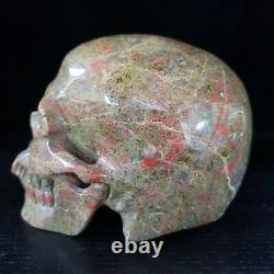 5 Crâne En Cristal Unakite Rose Et Vert 1,2kgs