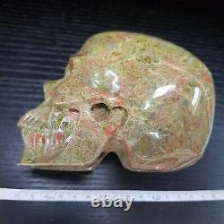 5 Crâne En Cristal Unakite Rose Et Vert 1,2kgs