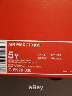 5y 6.5 Femmes Nike Air Max 270 Blanc Rose Vert Courir Casual Cj9979 300