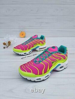 5y 6.5 Femmes Nike Air Max Plus Pink Neon Green Sneakers Casual Cw5840-700