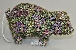 995 $ Nouveau Jay Strongwater Susana Boxwood Pig Figurine Flore Vert Rose