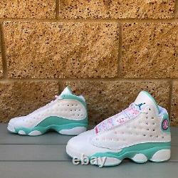Air Jordan 13 Retro White Share Rose Vert (gs) Basketball Sneakers 439358-100