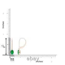 Angara Boucles D'oreilles Émeraude Ovales Pour Femmes En Or Massif 14k (6x4mm)