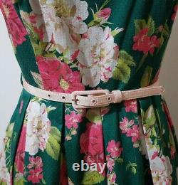 Avis Bnwt Harmony Robe Florale En Foliage Vert & Roses Fit & Flare MIDI 12