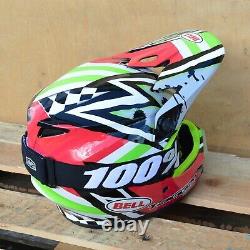 Bell Mx-9 Mips Motocross Helmet Tagger Asymetric Pink Green Avec 100% Lunettes
