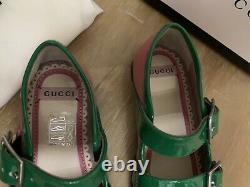 Bn Gucci Infant Pink & Green Twin Strap Bee Ballet Shoes Taille 7.5 Uk