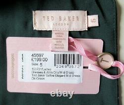 Bnwt Ted Baker Robe Tb 5 (uk 16) Sofiya Vert Rose Blanc Or Fil Métallique