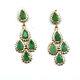 Boucles D'oreilles Green Emerald & White Cz 925 Argent Sterling Rose Plaqué Or