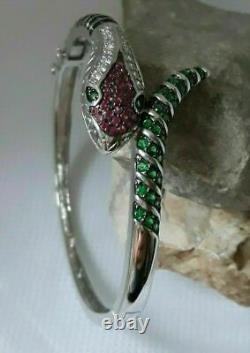 Bracelet pour femmes en argent massif 935 Argentium, avec des CZ taillés en forme de rond, couleur rose et vert.