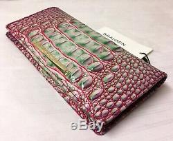 Brahmane Melbourne Ady Slim Bifold Wallet Clutch Julep Rose Violet Vert Nwt Rare