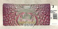 Brahmin Melbourne Ady Slim Bifold Wallet Clutch Julep Rose Violet Vert T.n.-o. Rare