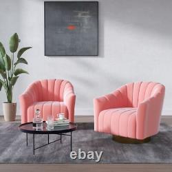 Chaise pivotante en velours rose vert blanc pour salon et chambre à coucher.