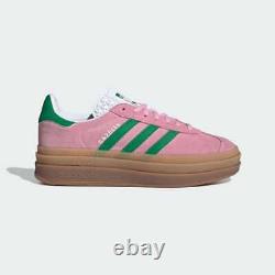 Chaussures de sport Adidas Originals Gazelle Bold rose et vert pour femmes, taille IE0420