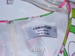 Christian Alta Moda Robe Mod Vert Chaud Rose Petit / Moyen