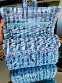 Classique Moyen Chanel Quilted Tweed Flap Bag Bleu, Blanc, Rose, Vert