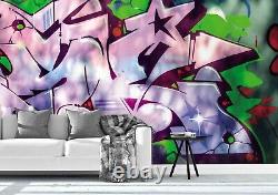 Décors Muraux 3D Graffiti Rose Vert Autocollant Amovible Mural 3