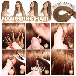 Destaquer 200PCS ÉPAIS 100% Extensions de Cheveux Humains Remy Micro Loop Nano Ring Bead