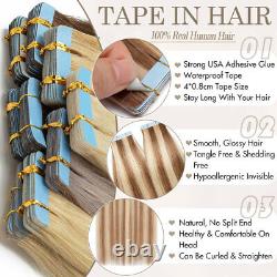 Déstockage - Bandes d'extensions de cheveux humains Remy en ruban adhésif pour la peau - ÉPAISSEUR TÊTE COMPLÈTE Mèches en surbrillance