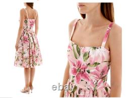 Dolce & Gabbana Rose Vert Floral Lily Imprimer Organza De Soie Boning Top 42it Us6 S