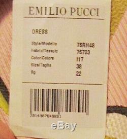 Emilio Pucci Robe Tres Broderie Rose / Vert / Gris Uk 6