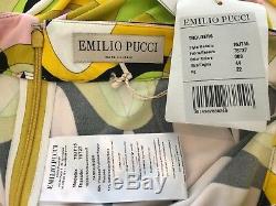 Emilio Pucci Vert Rose Jaune Noir Multi Imprimer Pantalon Taille 10 Nwts