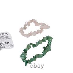 Ensemble de deux bracelets en cristal de quartz rose et aventurine rose vert JIA JIA Nouveau