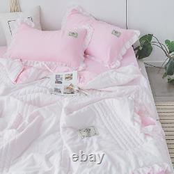 Ensemble de literie rose Couette fine d'été avec taies d'oreiller Couverture de lit Couette couvre-lit
