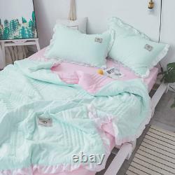 Ensemble de literie rose Couette fine d'été avec taies d'oreiller Couverture de lit Couette couvre-lit