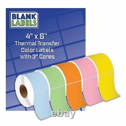 Étiquettes thermiques de transfert 4x6 couleurs rose, bleu, vert, jaune, orange et rouge pour Zebra