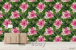 Feuille Verte Florale Rose 3d Auto-adhésive Fond D'écran Amovible Muraux Mur 174