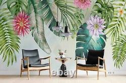 Feuilles Vertes Florales Roses 3d Plante Auto-adhésive Fond D'écran Amovible Murales Mur