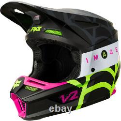 Fox V2 Venin Motocross MX Casque Noir / Vert / Pink Web Enduro Vélo Vtt Bmx