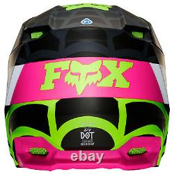 Fox V2 Venin Motocross MX Casque Noir / Vert / Pink Web Enduro Vélo Vtt Bmx
