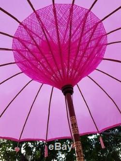 Grand 3 Mtr Large Bali Parapluies Blanc, Rouge, Rose Fuchsia, Jaune, Violet, Dk Grn