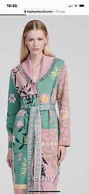 Hayley Menzies Enchanté Leopard Rose Et Vert Long Cardigan Manteau Nouveau Avec Des Étiquettes