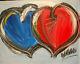 Hearts Love Mark Kazav Original Peinture À L'huile Résumé Modern Art Vert Rose