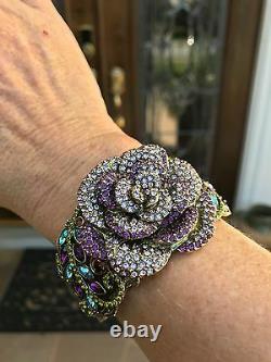 Heidi Daus Vert Violet Rose Garden Folly Rose Cuff Bracelet En Cristal, S/m