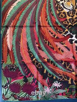 Hermes Jaguar Quetzal Rare Echarpe En Soie 90cm Vert/pink/camel Nibwithtag & Label