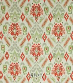 Jane Churchill Curtain Fabric Design Nuri 2.8 Metres Pink / Green Linen Blend